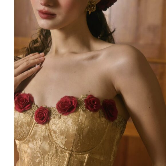 French Vintage Boned Bustier Formal Dress - Picture 3 of 9